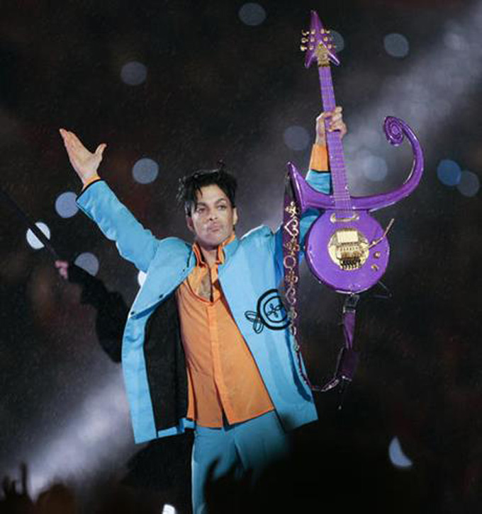 Prince performs during halftime of the Super Bowl XLI football game in Miami