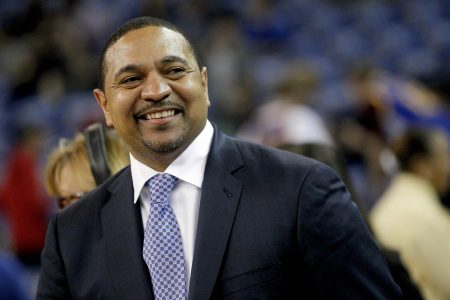 Jan 9 2015 Oakland CA USA Former Golden State Warriors head coach Mark Jackson and current ESPN commentator smiles before the start of the game against the Cleveland Cavaliers at Oracle Arena. Mandatory Credit Cary Edmondson-USA TODAY Sports