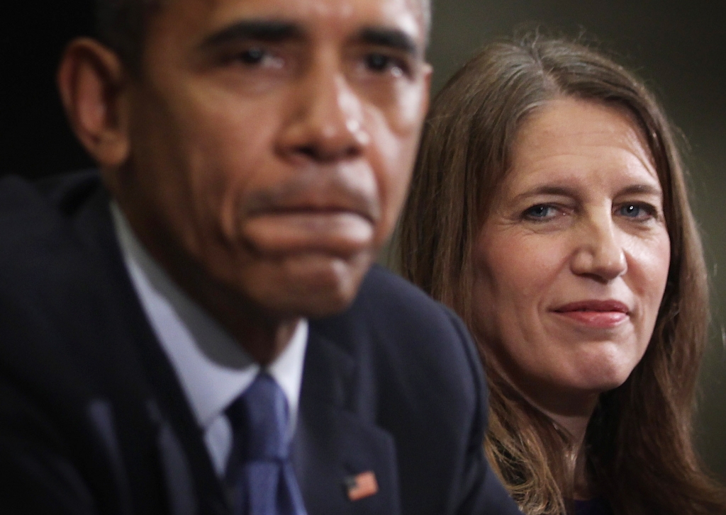 Barack Obama pauses as Secretary of Health and Human Services Sylvia Burwell looks on during a meeting with citizens who wrote letters to him about Affordable Care Act at the White House in Washington D.C. on Feb. 3 2015