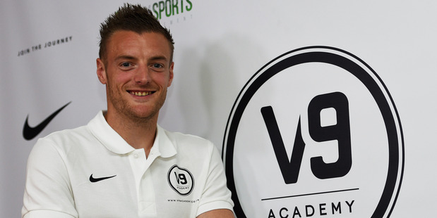 Jamie Vardy at the launch of his V9 Academy on Tuesday