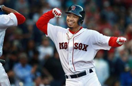 The Red Sox got off to a swift start when Mookie Betts led off the first inning with a homer into the Monster seats