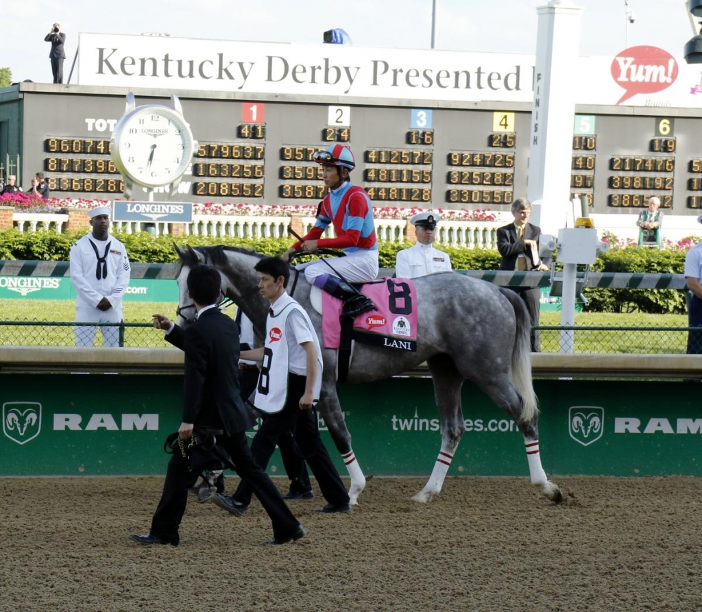 Jockey Yutaka Take tries to calm down Lani before the Kentucky Derby on Saturday. Lani finished ninth. Garry Jones The Associated Press