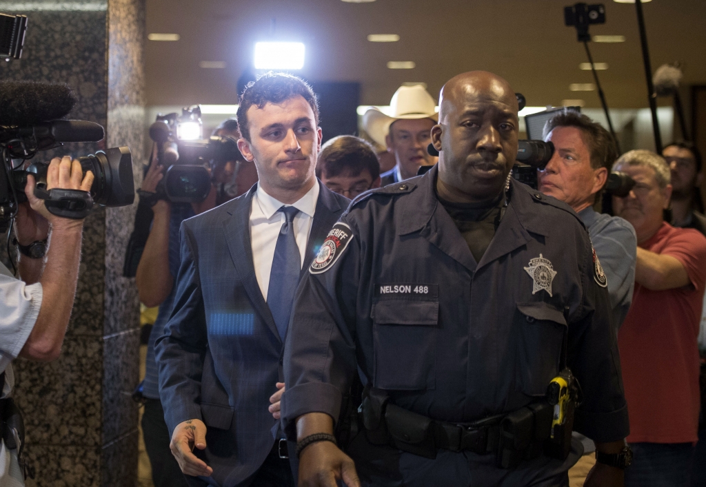 Dallas TX USA Johnny Manziel makes his first appearance in court for his misdemeanor assault charge at the Frank Crowley Courts Building. Mandatory Credit Jerome Miron-USA TODAY Sports ORG XMIT USATSI-269120 ORIG FILE ID 20160505_jdm_a