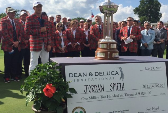 Jordan Spieth after winning the Dean and De Luca Invitational in Fort Worth