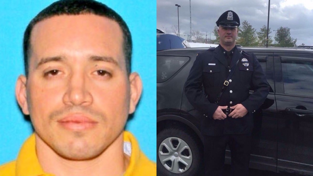 Jorge Zambrano left is wanted for questioning in the fatal shooting of Police Officer Ronald Tarentino in Auburn Massachusetts