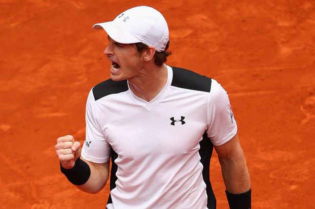 Andy Murray celebrates defeating Rafael Nadal