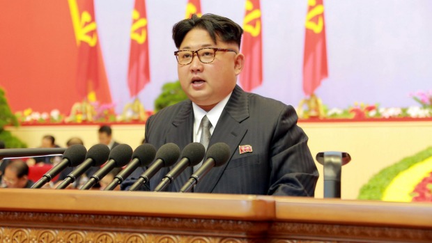 North Korean leader Kim Jong Un speaks during the first congress of the country's ruling Workers Party Congress