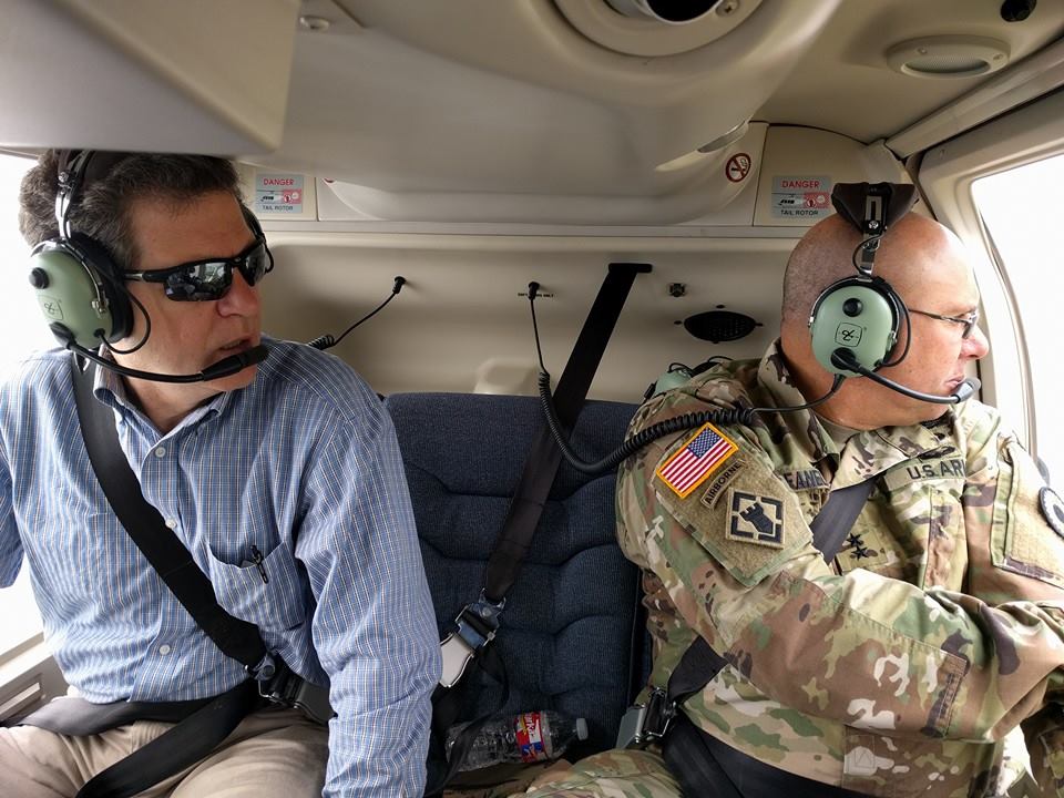 Kansas Gov. Sam Brownback and Maj. Gen. Lee Tafanelli tour tornado damage in Dickinson Co. Thursday