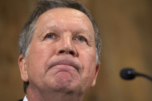 Republican presidential candidate Ohio Gov. John Kasich pauses as he speaks at The Franklin Park Conservatory & Botanical Gardens Wednesday