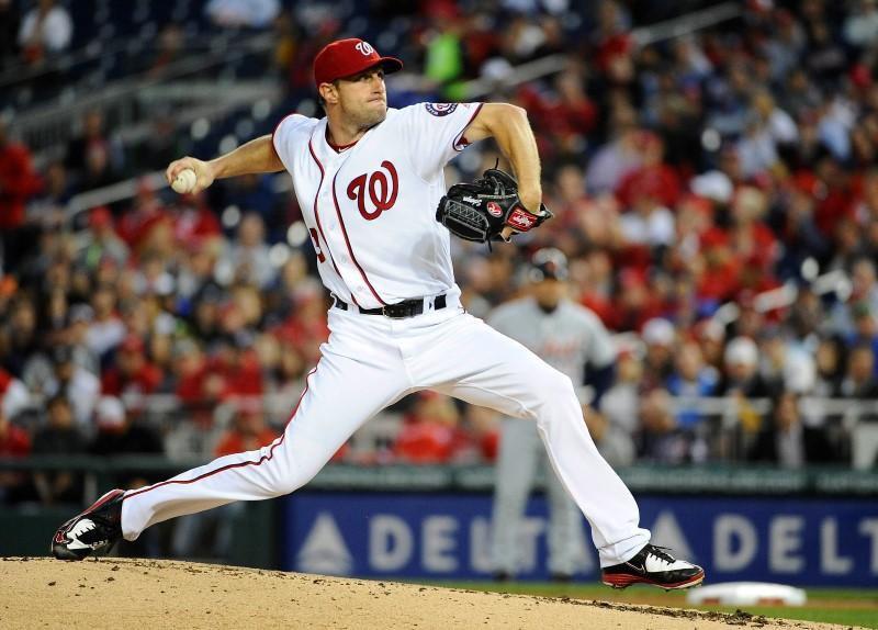 Washington DC USA Washington Nationals starting pitcher Max Scherzer throws against the Detroit Tigers during the fourth inning at Nationals Park. Mandatory Credit Brad Mills-USA TODAY Sports