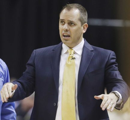 Indiana Pacers head coach Frank Vogel gestures