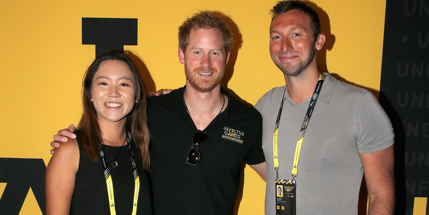 Lydia Ko poses with Prince Harry and Ian Thorpe at the Invictus Games