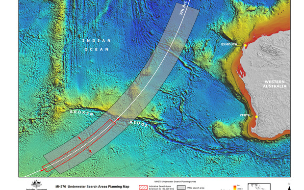 MH370 Underwater search area