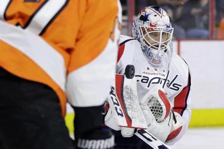 Capitals goalie Braden Holtby blocked a shot during the second period