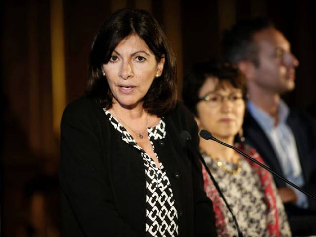 Mayor of Paris Anne Hidalgo gives a press conference regarding the creation of an official camp to welcome migrants