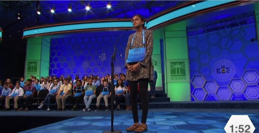 Danielle Serrao on stage at national spelling bee