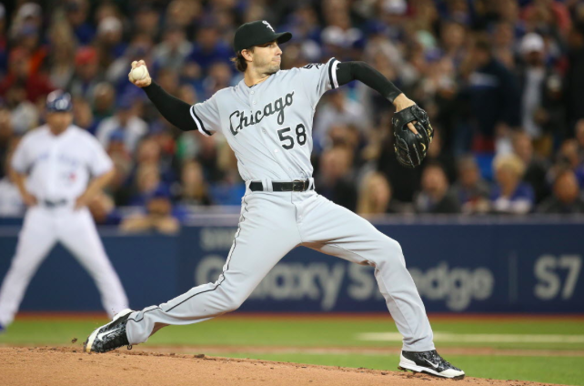 Miguel Gonzalez delivers a pitch against the Toronto Blue at Rogers Centre in Toronto