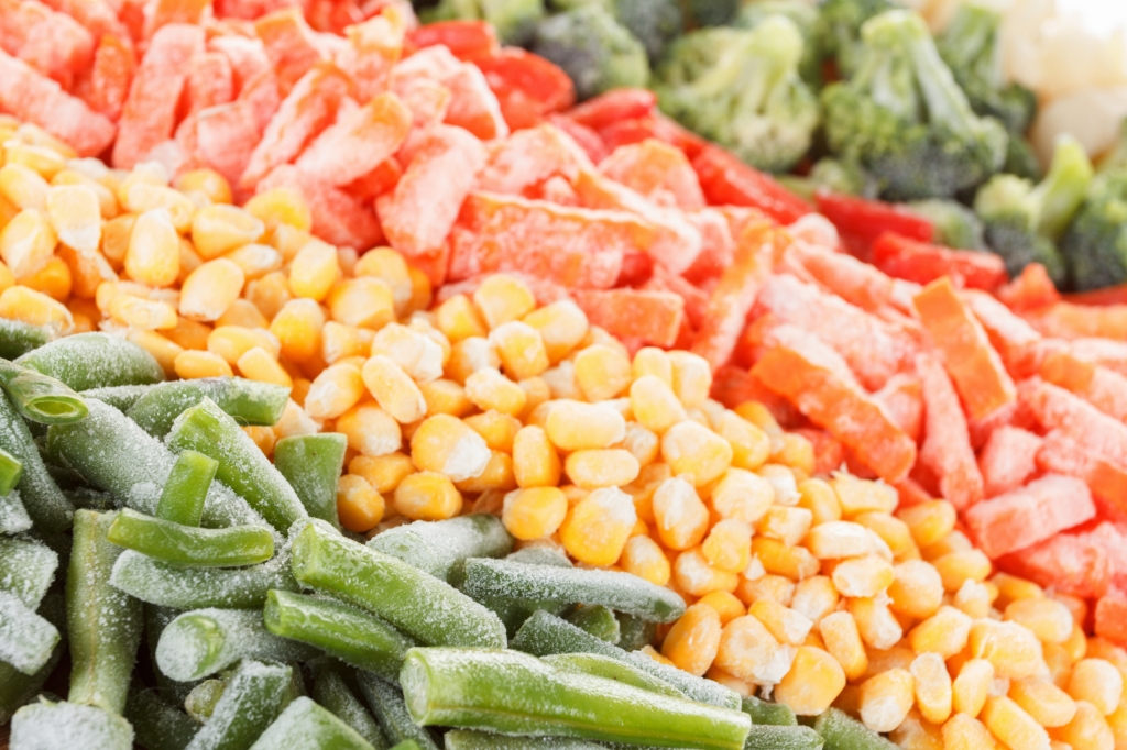 Mixed frozen vegetables background