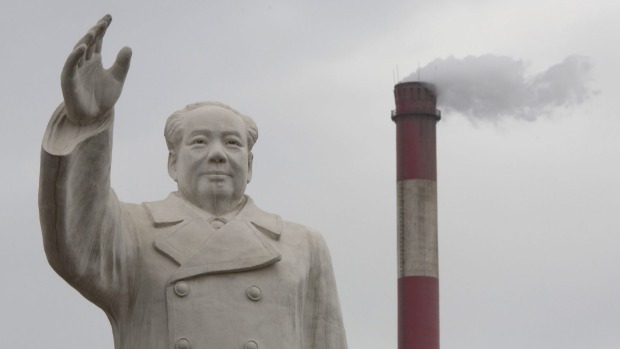 An enormous statue of Mao Zedong looms over the No. 1 Tractor Factory in Luoyang in central China's Henan province