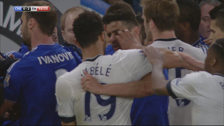 Mousa Dembele was caught eye gouging Diego Costa on Monday night