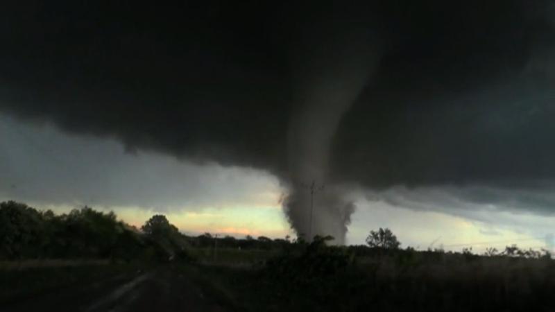 Tornado on the ground in rural Oklahoma