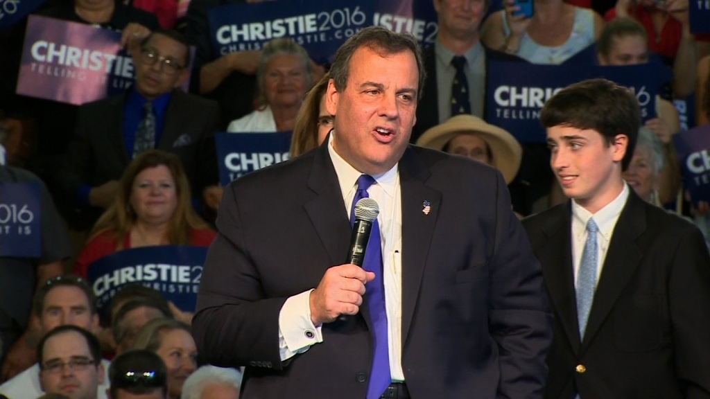 New Jersey Governor Chris Christie announced his candidacy for the 2016 Republican presidential nomination in Livingston New Jersey