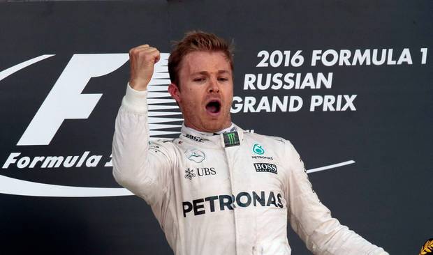 Nico Rosberg celebrates his fourth successive Grand Prix victory