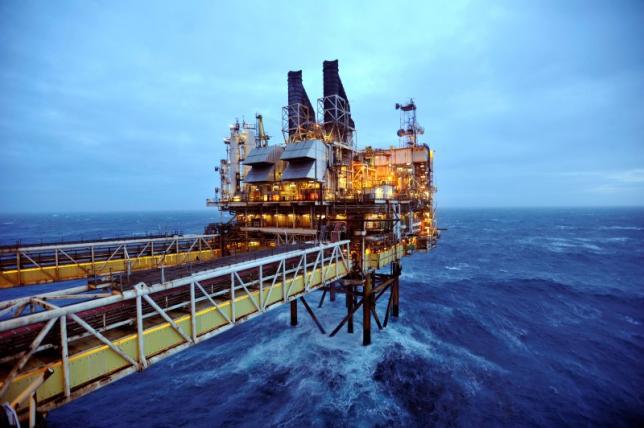 A section of the BP Eastern Trough Area Project oil platform is seen in the North Sea around 100 miles east of Aberdeen in Scotland