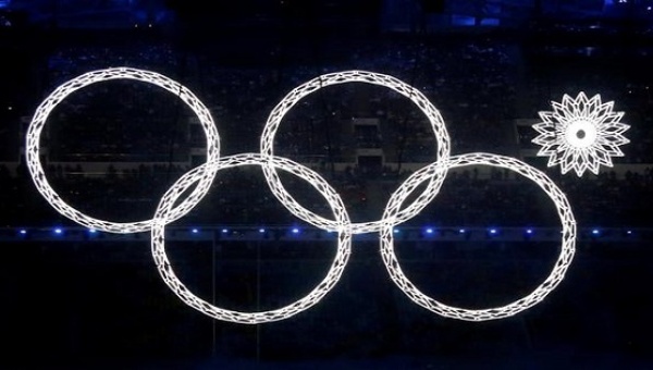 Olympic Rings during the opening ceremony of the 2014 Sochi Winter Olympics