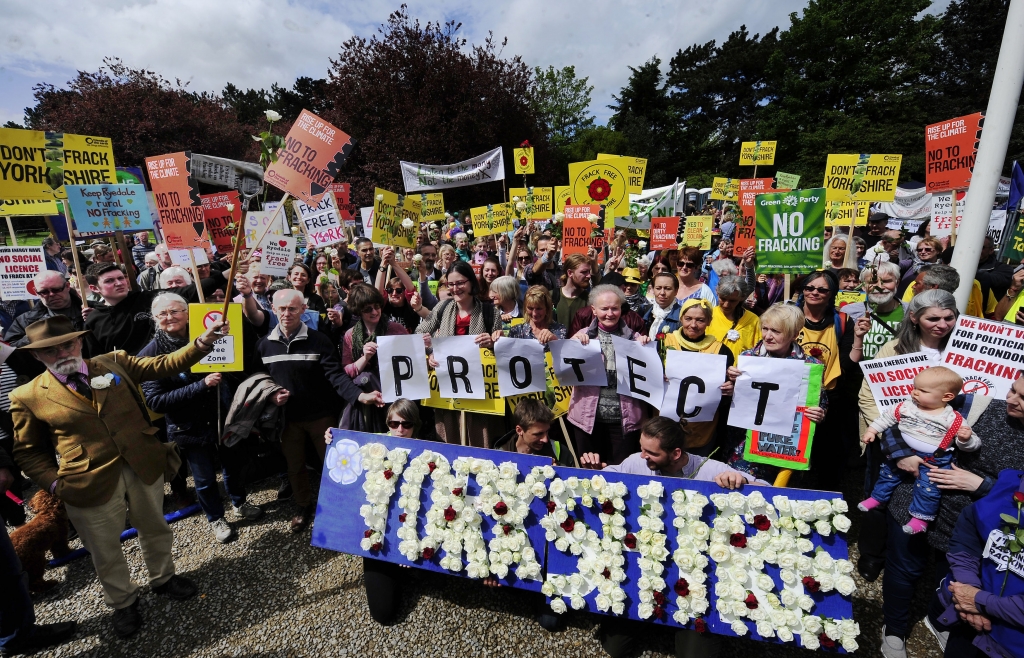 Opponents of fracking close to the North York Moors National Park gathered in Northallerton as county planners met John Giles  PA Wire