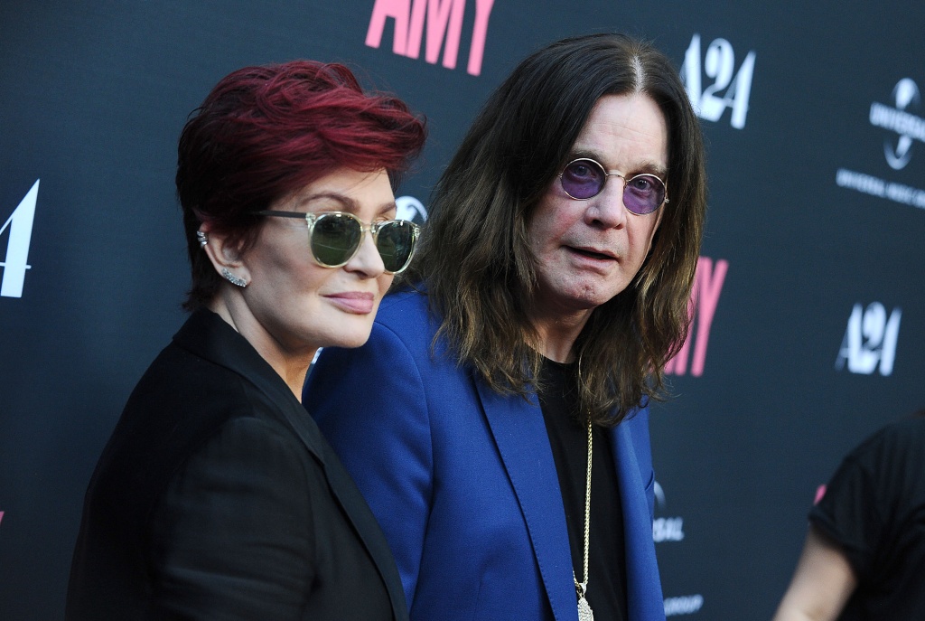 HOLLYWOOD CA- JUNE 25 Sharon Osbourne and Ozzy Osbourne attend the premiere of'Amy at Arc Light Cinemas