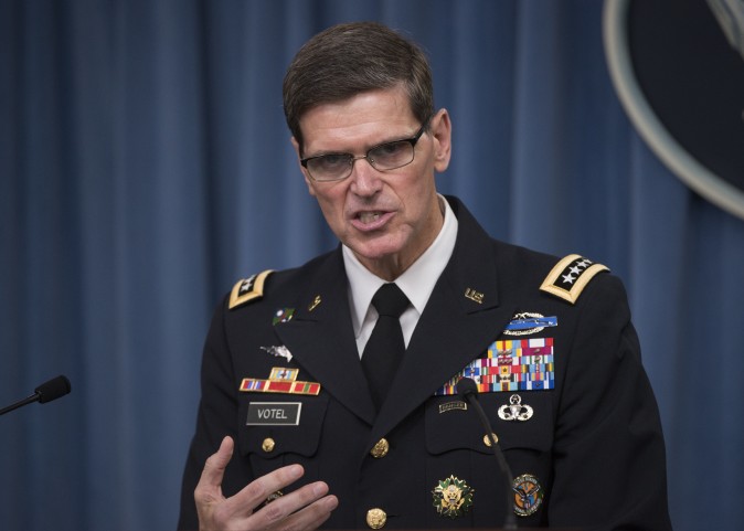 Army Gen. Joseph Votel Commander of U.S. Central Command briefs reporters on the release of the investigation into the U.S. airstrike on the Doctors With Borders trauma center in Kunduz Afghanistan Friday