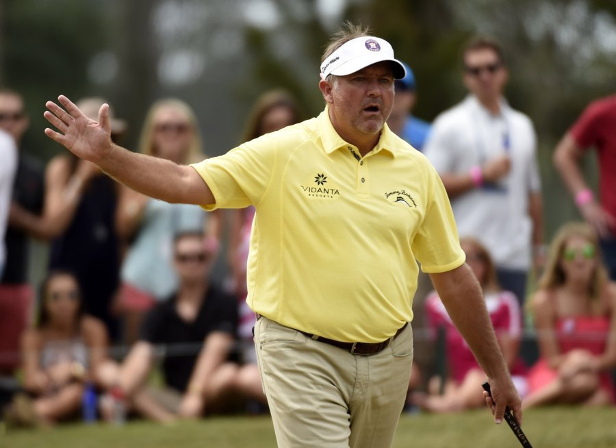 Ponte Vedra Beach FL USA Ken Duke after putting on the 7th green during the final round of the 2016 Players Championship golf tournament at TPC Sawgrass- Stadium Course. Mandatory Credit John David Mercer-USA TODAY Sports