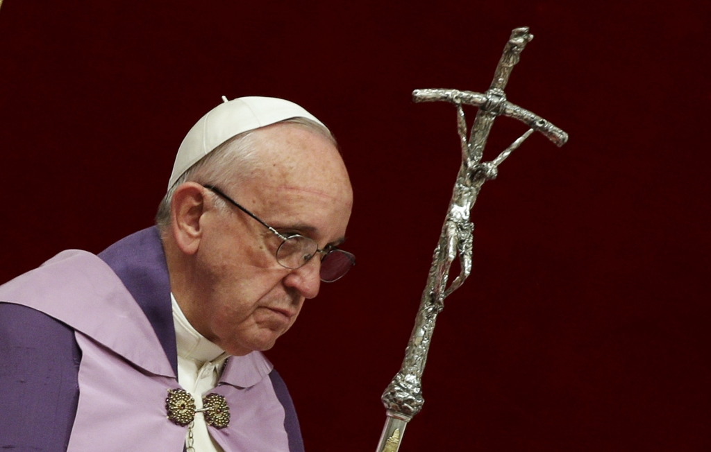 Pope Francis leads a penitential service in Saint Peter’s Basilica at the Vatican