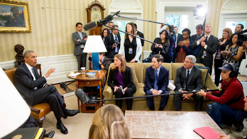 U.S. President Barack Obama speaks to members of the media after receiving a briefing on the ongoing response to the Zika virus from members of his public health team Friday