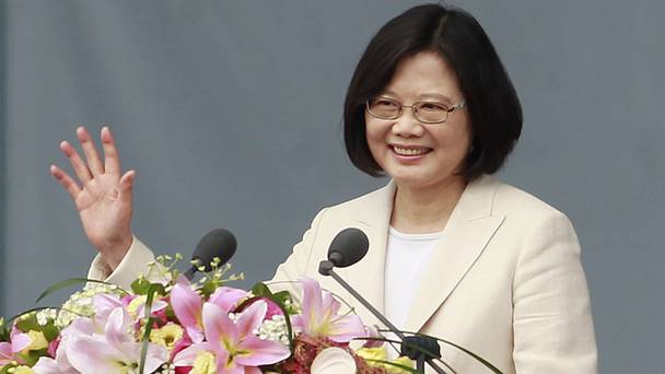 President Tsai Ing-wen delivers her acceptance speech during her inauguration ceremony in Taipei