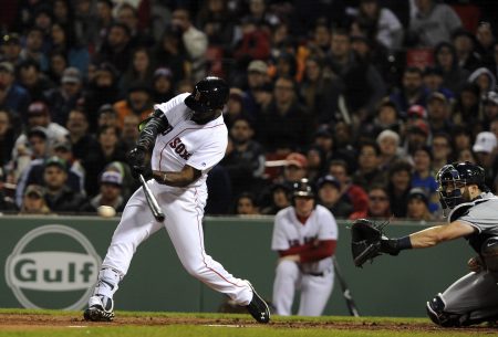 Apr 19 2016 Boston MA USA Boston Red Sox center fielder Jackie Bradley Jr. hits a single during the third inning against the Tampa Bay Rays at Fenway Park. Mandatory Credit Bob DeChiara-USA TODAY Sports