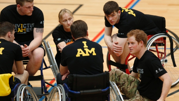 Prince Harry right lower will be in Toronto today for the launch of the Invictus Games which will happen here in the fall of 2017