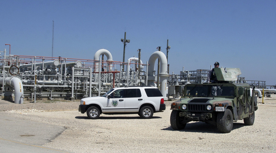 Private security contractors patrol the U.S. Department of Energy's Stategic Petroleum Reserve in Bryan Mound Texas