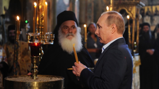 Putin Greece mass orthodox Christians