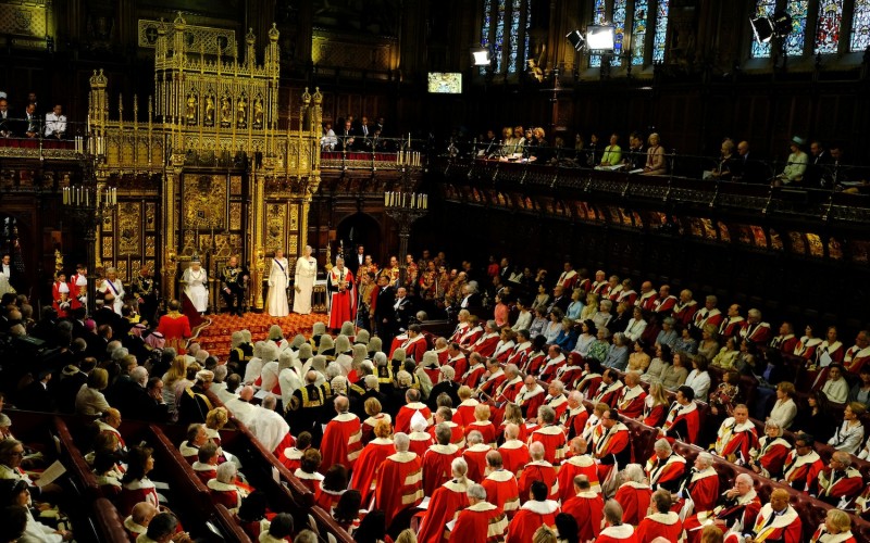 Queen Elizabeth II delivers the Queen's Speech during the State Opening of Parliament