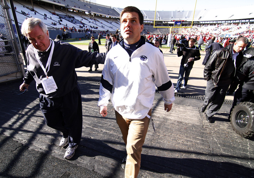 02 January 2012 Penn St QB coach Jay Paterno leaves the field following the 2012 Ticket City Bowl game between the Houston Cougars and Penn State Nittany Lions played at the Cotton Bowl Stadium in Dallas TX. Houston won 30-14