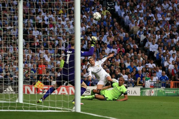 Real Madrid's Gareth Bale scores his side's first goal