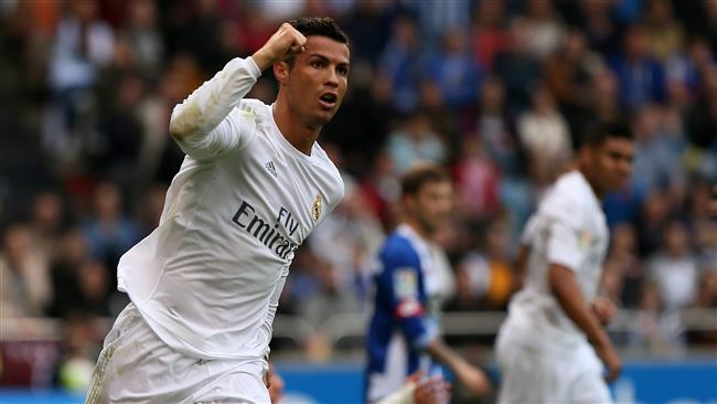 Real Madrid's Ronaldo cheers after scoring a goal. AFP