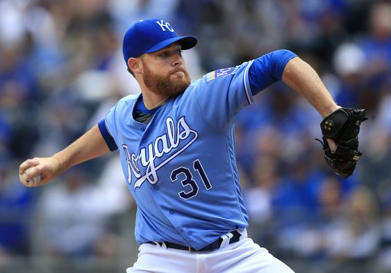 SCORE IN SECOND SENTENCE Kansas City Royals starting pitcher Ian Kennedy delivers to a Boston Red Sox batter during the first inning of a baseball game at Kauffman Stadium in Kansas City Mo. Wednesday