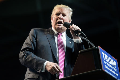 Republican presidential candidate Donald Trump speaks during a rally