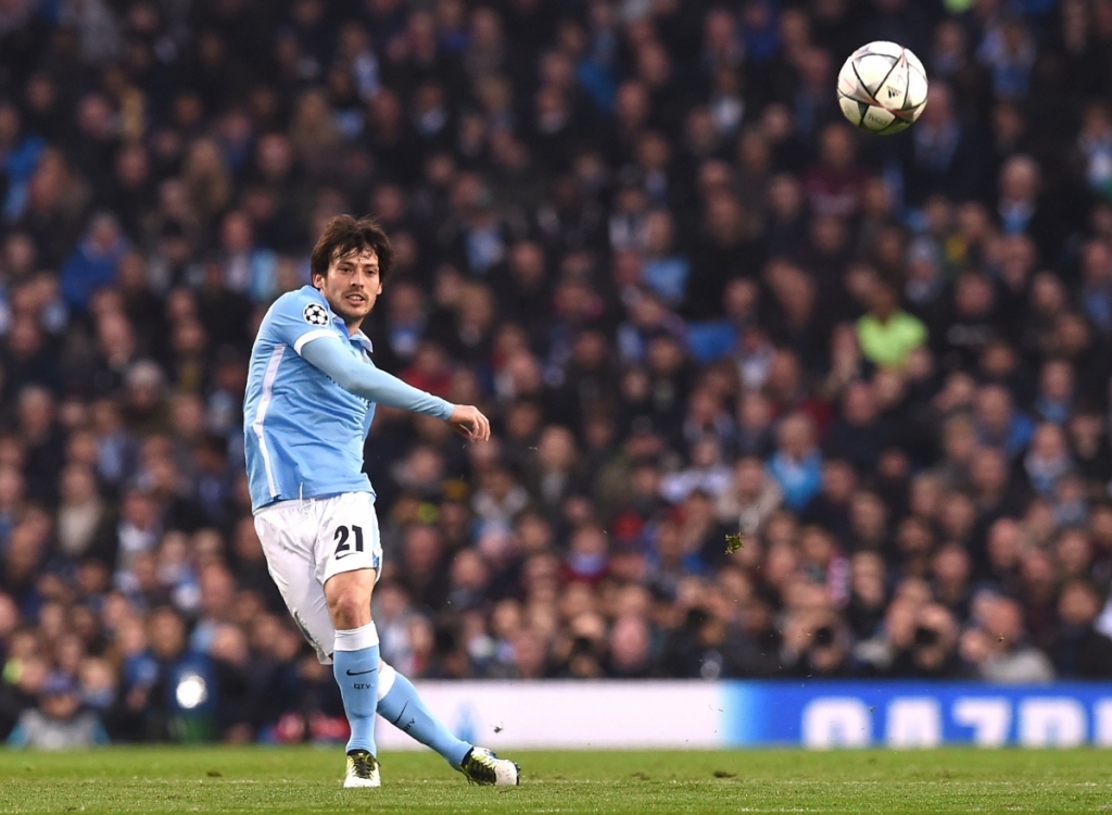 David Silva hits a long pass