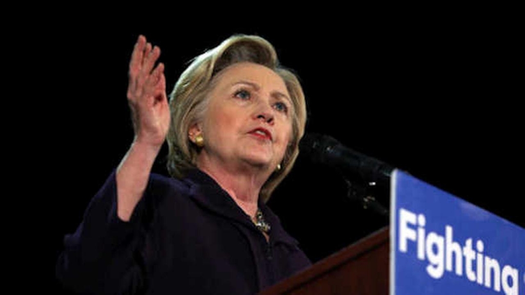 Democratic presidential candidate Hillary Clinton speaks during a campaign rally Wednesday