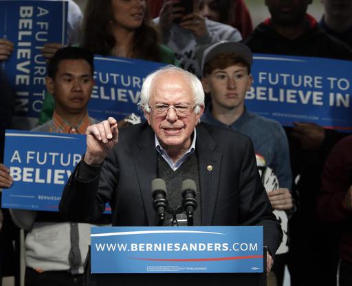 Democratic presidential candidate Sen. Bernie Sanders I-Vt. speaks during a campaign rally Tuesday