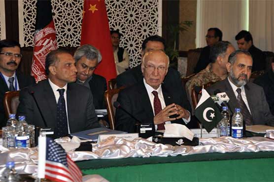 Sartaj Aziz addressed the opening ceremony of fifth round of dialogue on Afghanistan in Islamabad